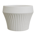 Macetero De Ceramica Blanco Mate Lineas Decorativas Maceta L