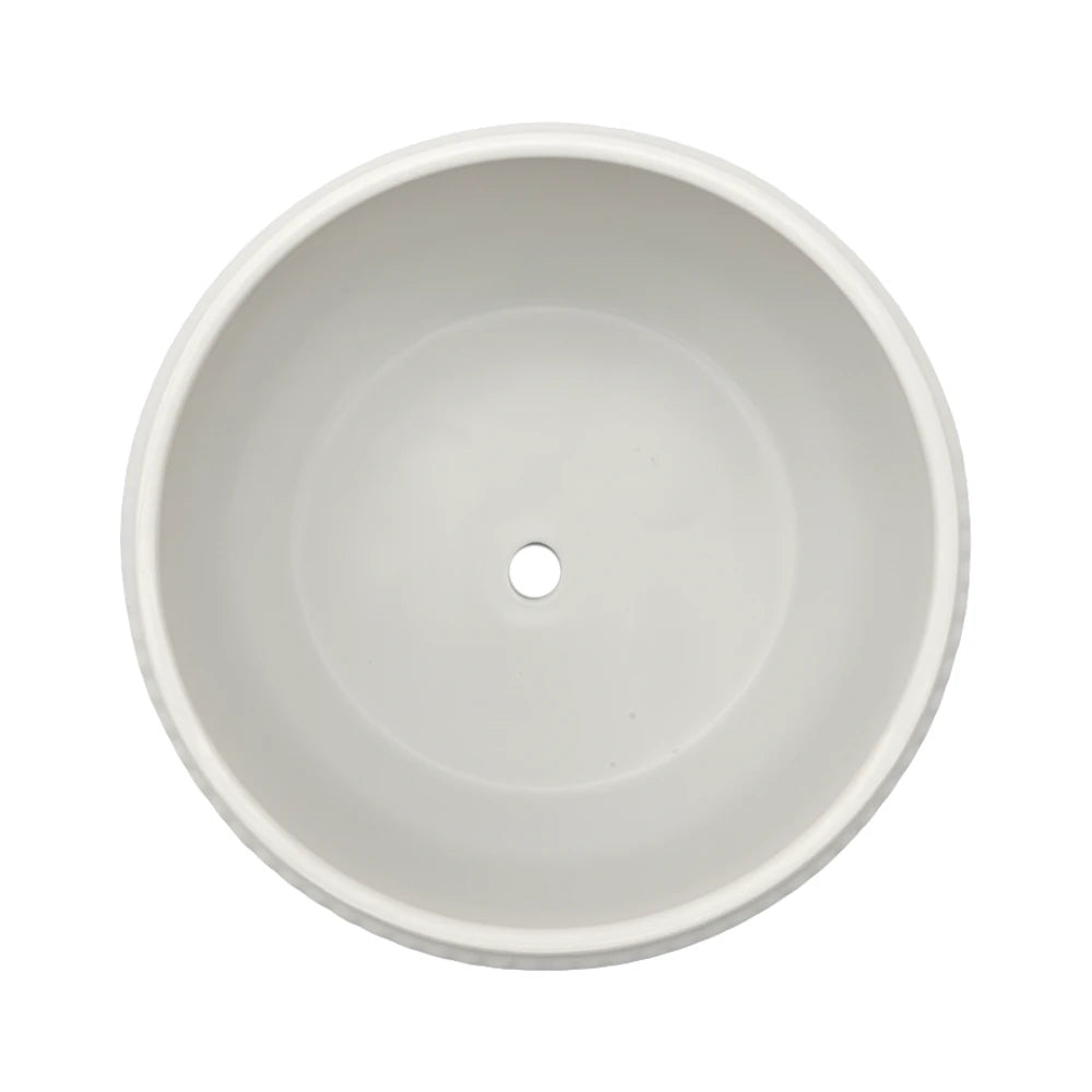 Macetero De Ceramica Blanco Mate Lineas Decorativas Maceta L