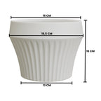 Macetero De Ceramica Blanco Mate Lineas Decorativas Maceta M