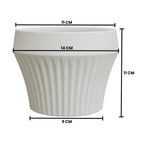 Macetero De Ceramica Blanco Mate Lineas Decorativas Maceta S