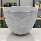 Macetero Maceta Diseño Rayas Envejecido De Plastico Blanco L