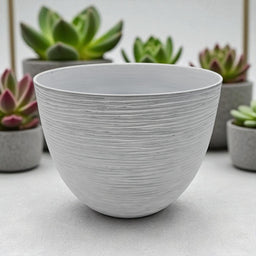 Macetero Maceta Diseño Rayas Envejecido De Plastico Blanco M