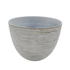 Macetero Maceta Diseño Rayas Envejecido De Plastico Blanco M