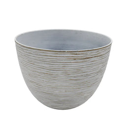 Macetero Maceta Diseño Rayas Envejecido De Plastico Blanco M