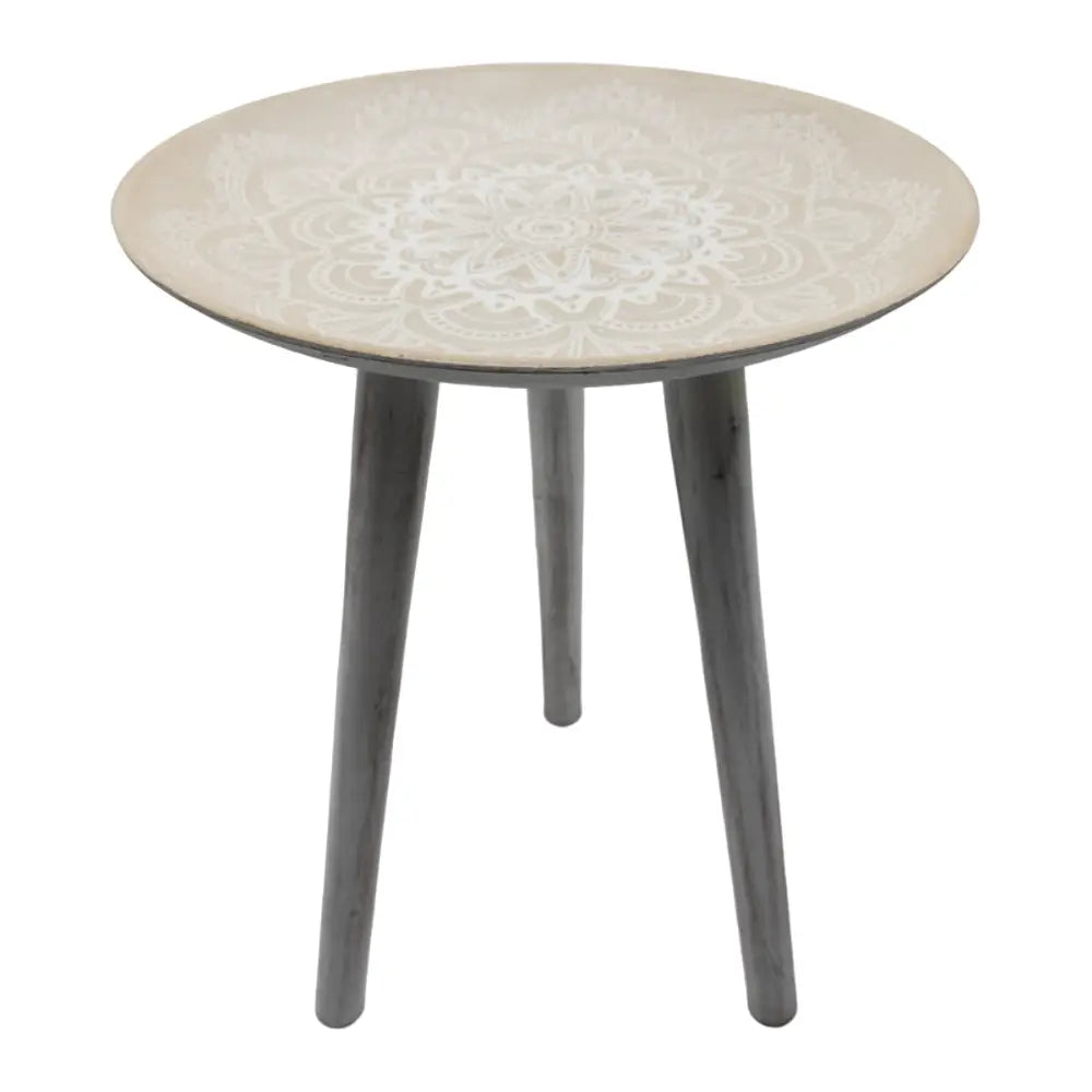 Mesa De Centro Redonda Lateral Salon Mesa Diseño Mandala - Fliperex