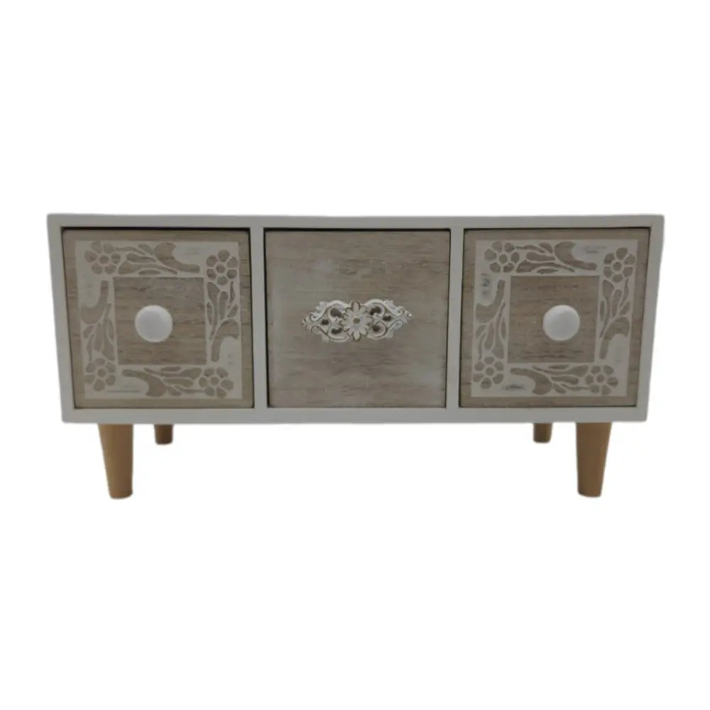 Organizador De Joyas Multiuso Oriental 3 Cajones Blanco - Fliperex