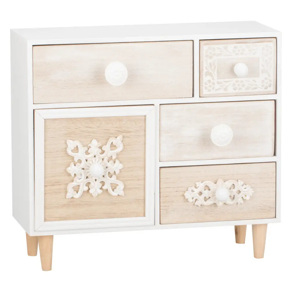 Organizador De Joyas Multiuso Oriental 5 Cajones Blanco - Fliperex