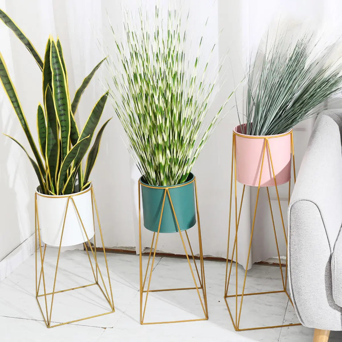 Pedestal Porta Macetero Deco Verde Agua Tamaño Grande