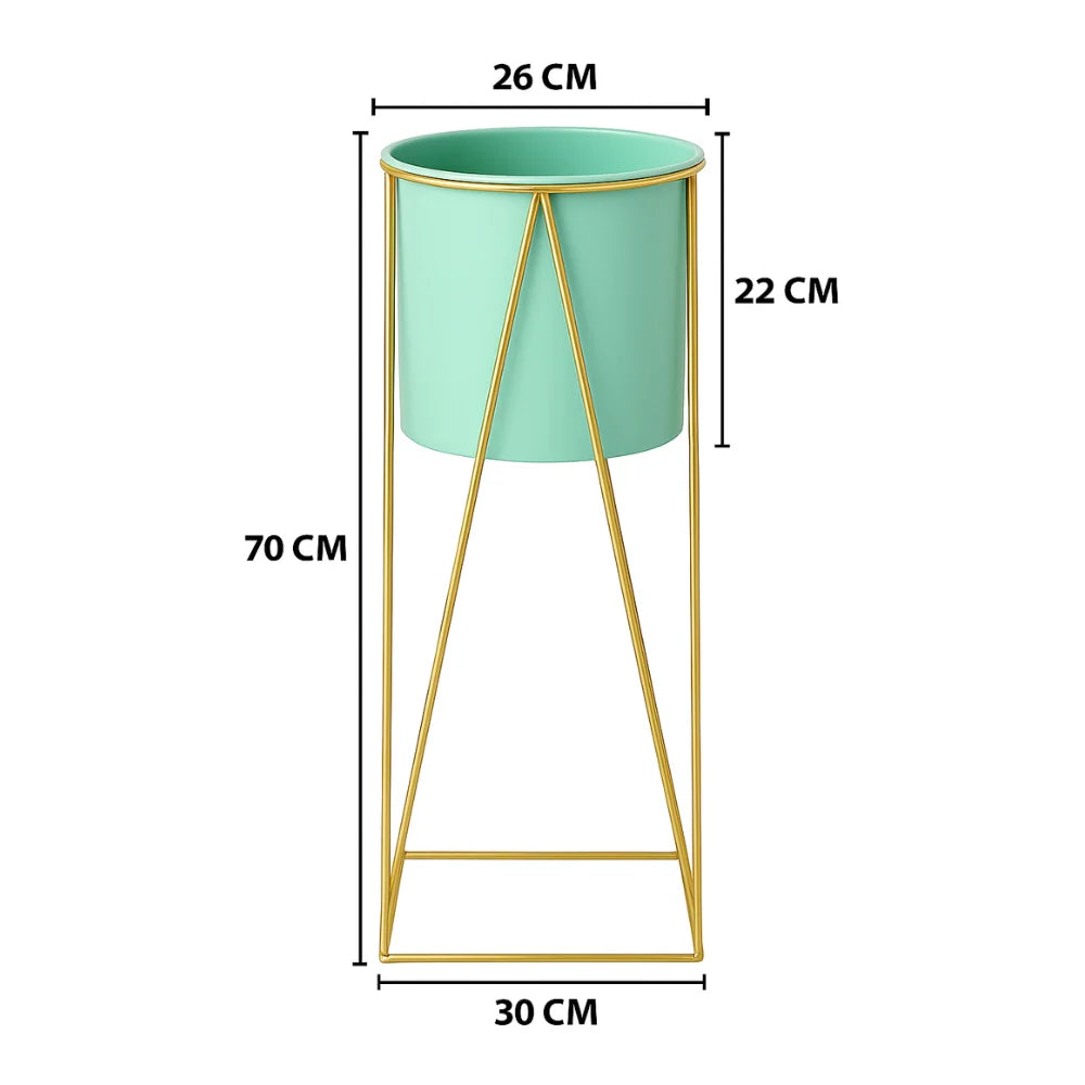 Pedestal Porta Macetero Deco Verde Agua Tamaño Grande