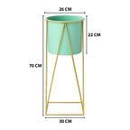 Pedestal Porta Macetero Deco Verde Agua Tamaño Grande