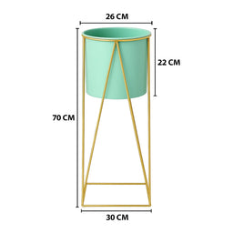 Pedestal Porta Macetero Deco Verde Agua Tamaño Grande