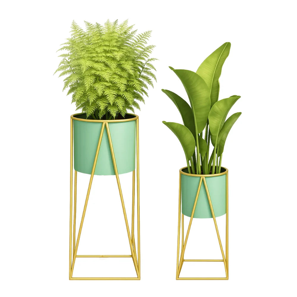 Pedestal Porta Macetero Deco Verde Agua Tamaño Mediano