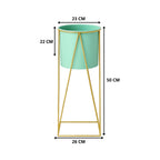 Pedestal Porta Macetero Deco Verde Agua Tamaño Mediano