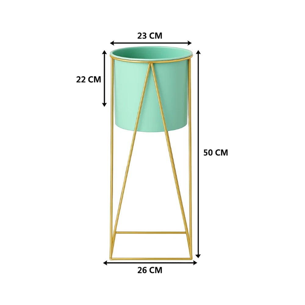 Pedestal Porta Macetero Deco Verde Agua Tamaño Mediano