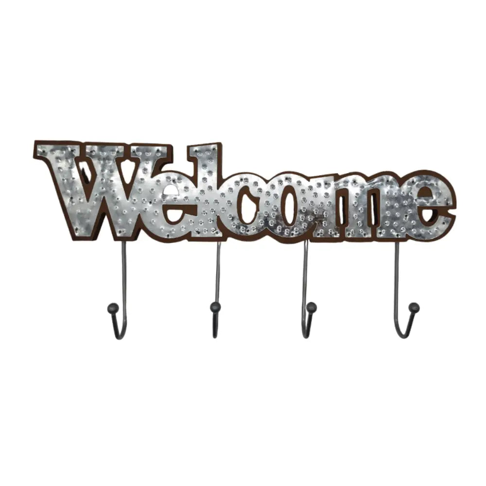 Perchero De Pared Colgador Welcome 4 Ganchos Plateado - Fliperex