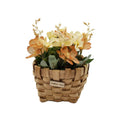 Planta Artificial Macetero Mimbre Flores Amarillas Naranjas - Fliperex