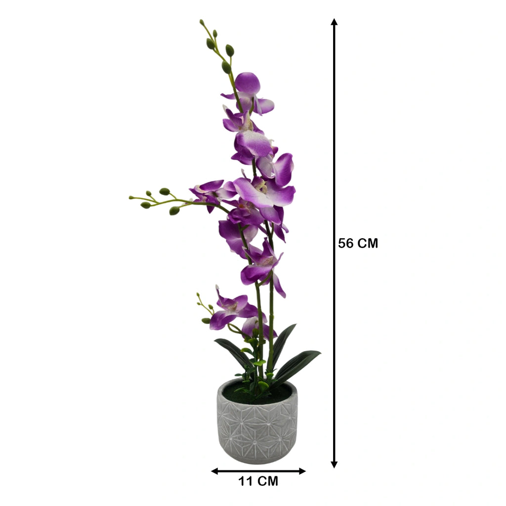 Planta Artificial Orquidea Grande Macetero De Cemento