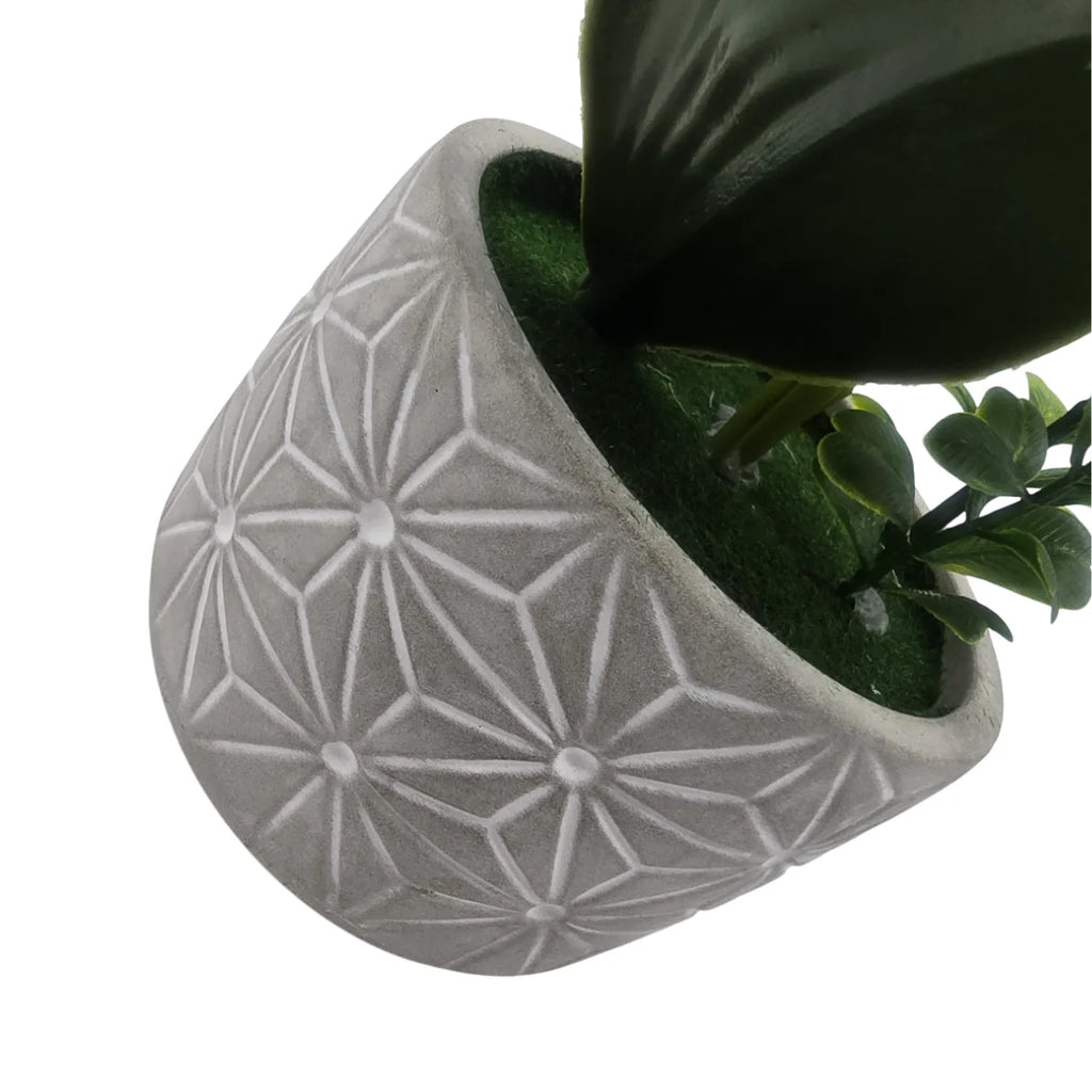 Planta Artificial Orquidea Grande Macetero De Cemento