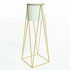Porta Macetero Pedestal Maceta Plantas Blanco Dorado - Fliperex