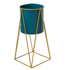 Porta Macetero Pedestal Maceta Plantas Verde Dorado - Fliperex