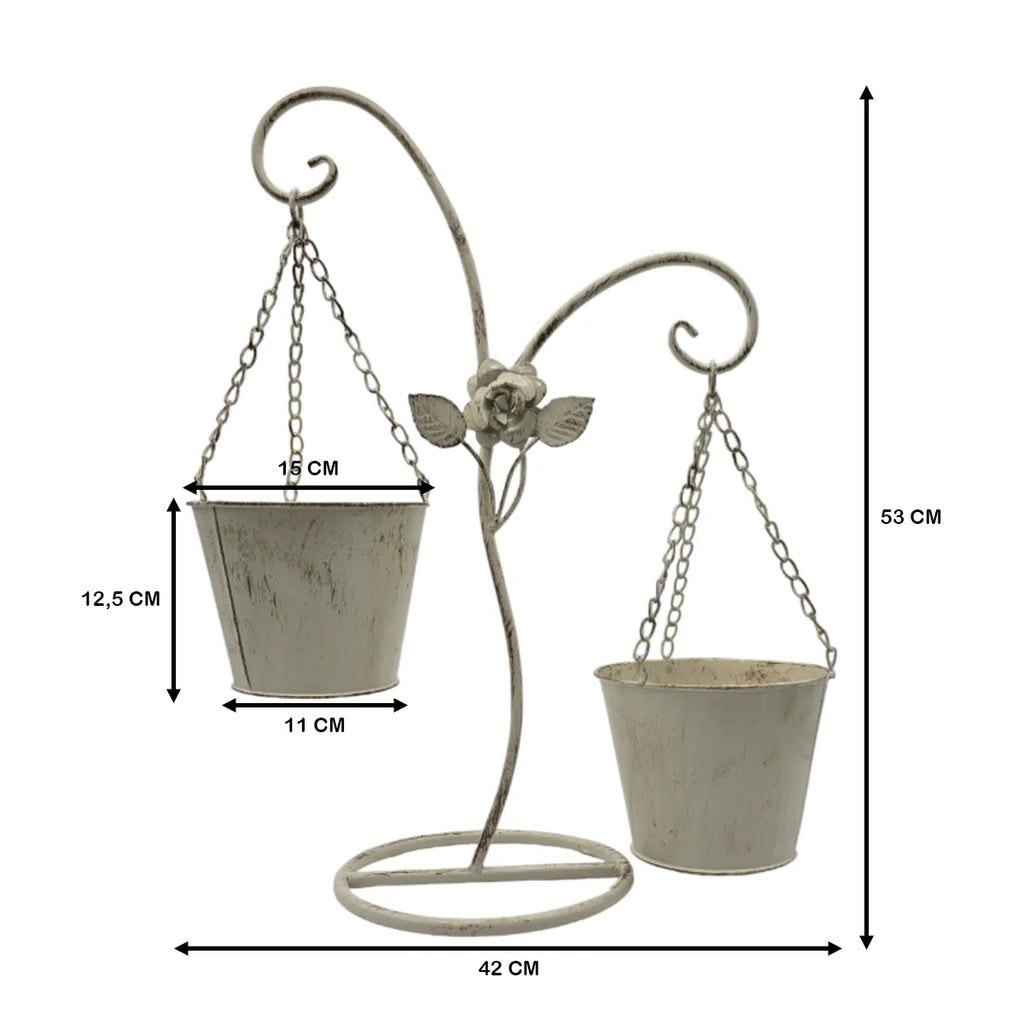 Porta Macetero Pedestal Colgante Beige Vintage Maceta Planta