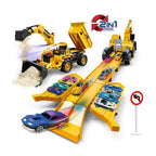 Retroexcavadora Porta Autitos 2 en 1 Rampa Pista Lanzamiento