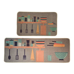 Set 2 Alfombras De Cocina Goma Antideslizante Diseño Cocina - Fliperex