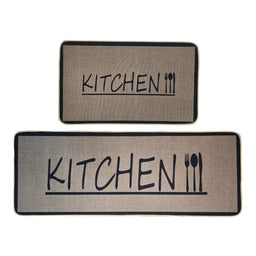 Set 2 Alfombras De Cocina Goma Antideslizante Diseño Kitchen - Fliperex