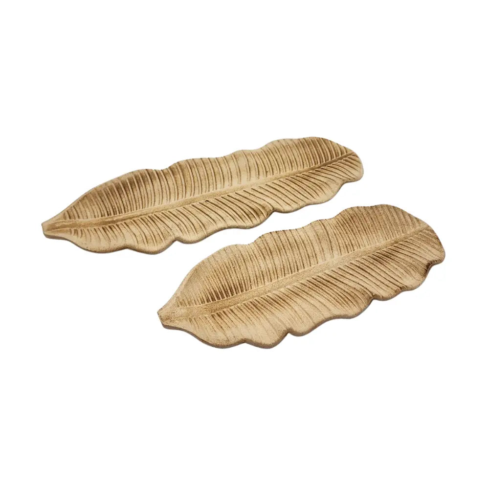 Set 2 Bandeja Plato Decorativo Hoja Estilo Minimalista - Fliperex