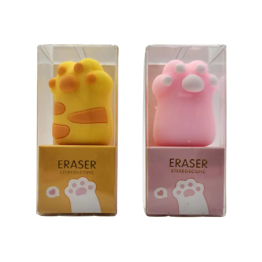 Set 2 Gomas De Borrar Patita De Gato Kawaii Colores - Fliperex