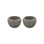 Set 2 Macetero Maceta Acabado Cemento Relieve Hojas Gris S - Fliperex