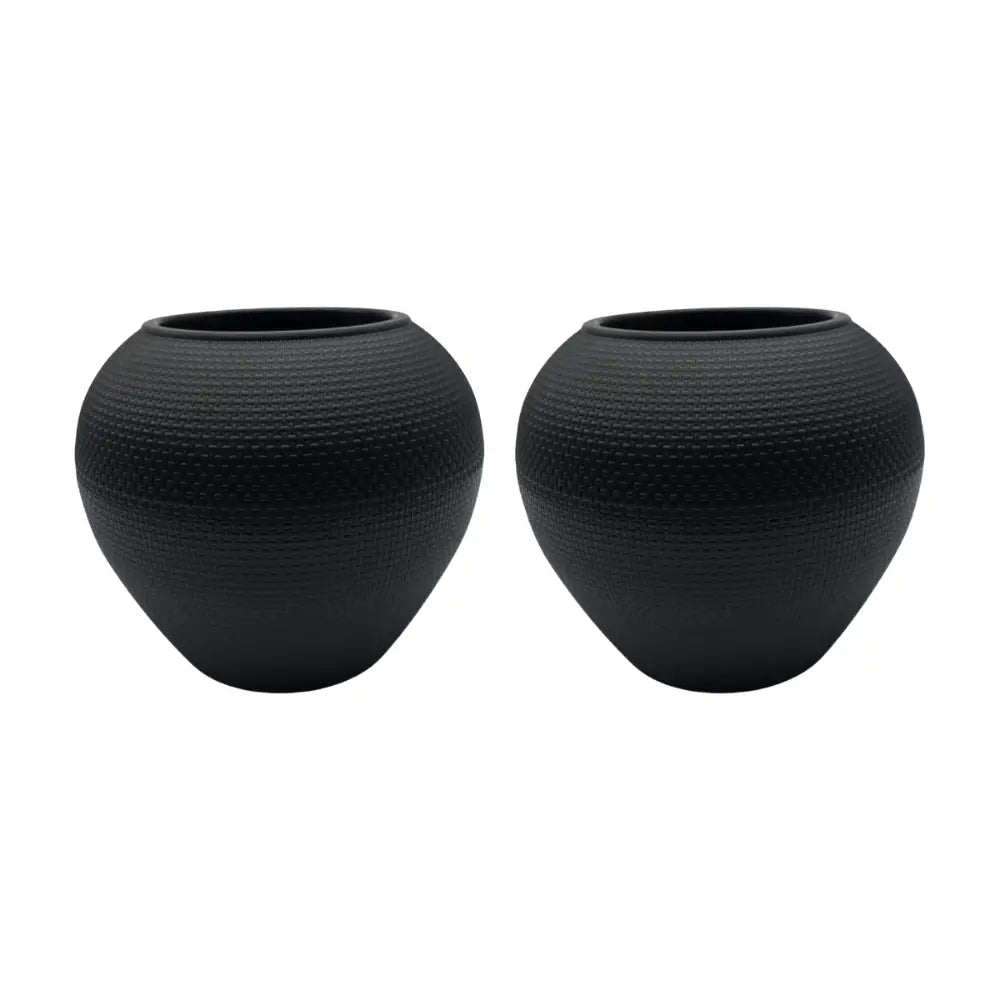 Set 2 Maceteros Plastico Redondo Ovalado Moderno Textura S - Fliperex