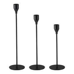 Set 3 Candelabros Porta Velas Negro Decora Centro De Mesa - Fliperex