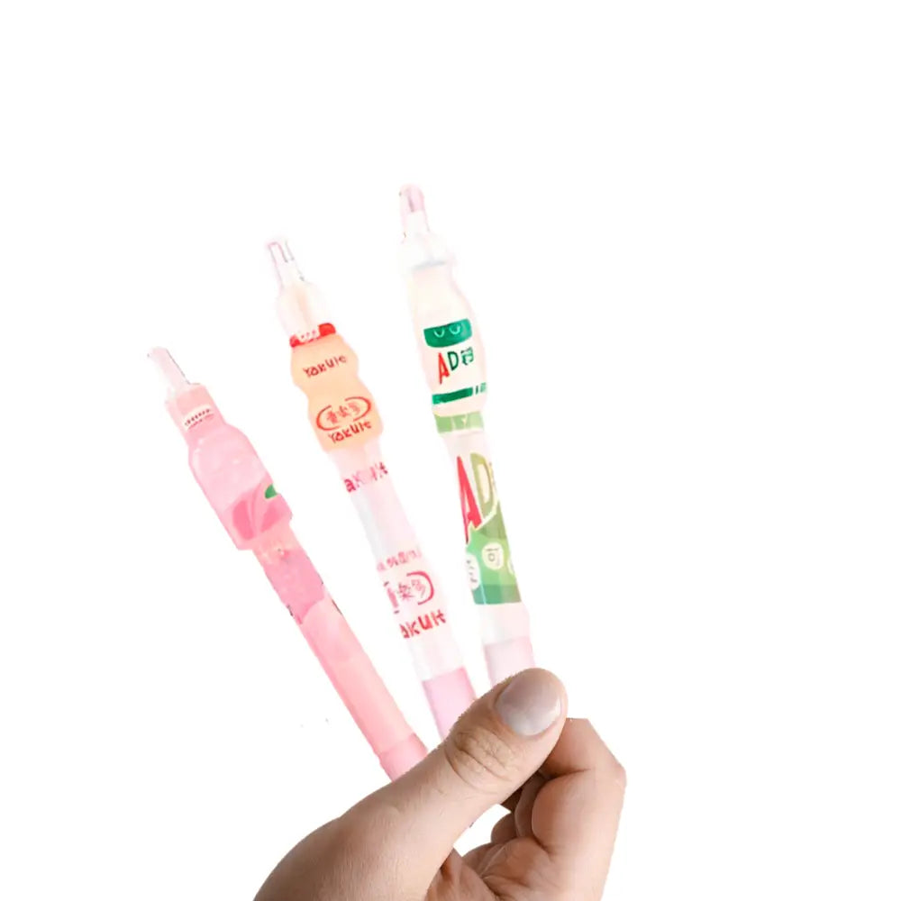 Set 3 Lápices Diseño Bebidas Bebestibles Kawaii Cute - Fliperex