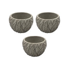 Set 3 Macetero Maceta Acabado Cemento Relieve Hojas Gris S - Fliperex