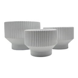 Set 3 Maceteros Maceta De Ceramica Copon Blanco Brillante - Fliperex
