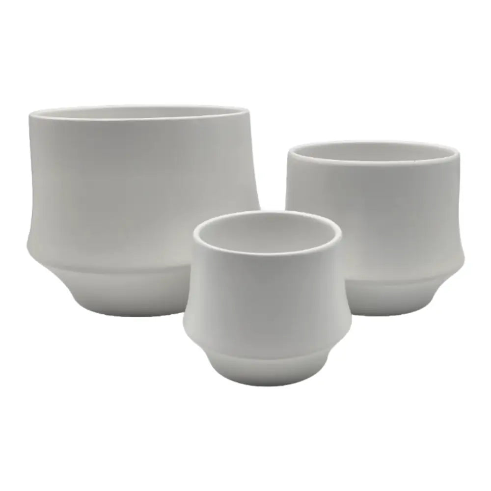 Set 3 Maceteros Maceta De Ceramica Elegante Blanco Liso - Fliperex