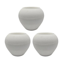 Set 3 Maceteros Plastico Redondo Ovalado Moderno Textura S - Fliperex
