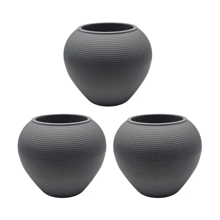 Set 3 Maceteros Plastico Redondo Ovalado Moderno Textura S - vista 2