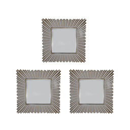 Set 3 Marcos De Espejos Cuadrados Blancos Lineas Doradas - Fliperex