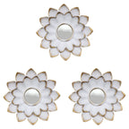 Set 3 Marcos De Espejos Flor De Loto Decorativo Blanco Deco - Fliperex