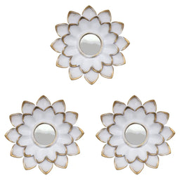 Set 3 Marcos De Espejos Flor De Loto Decorativo Blanco Deco - Fliperex