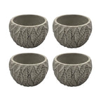 Set 4 Macetero Maceta Acabado Cemento Relieve Hojas Gris S - Fliperex