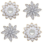 Set 4 Marcos De Espejos Flor De Loto Decorativo Blanco Deco - Fliperex