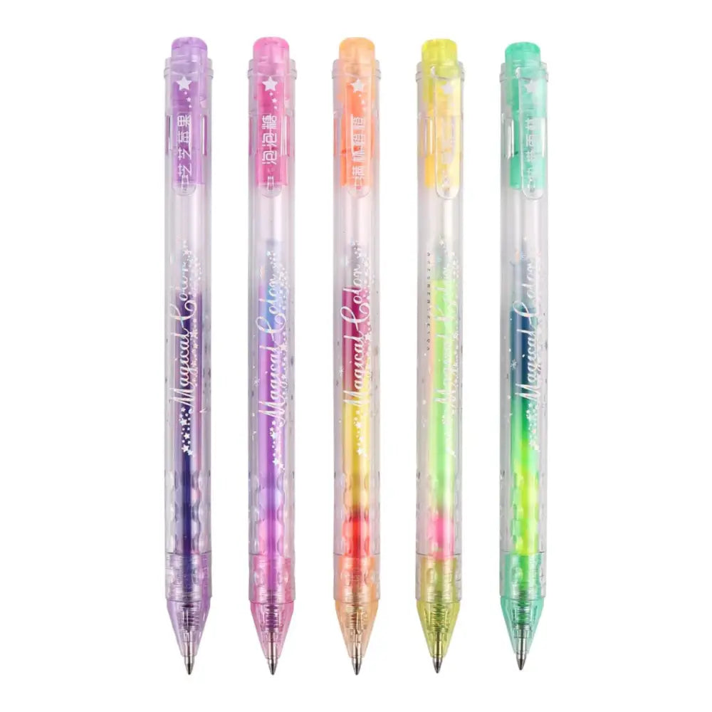 Set 5 Lapices Gel Con Brillo Multicolor Magical Boligrafo - Fliperex