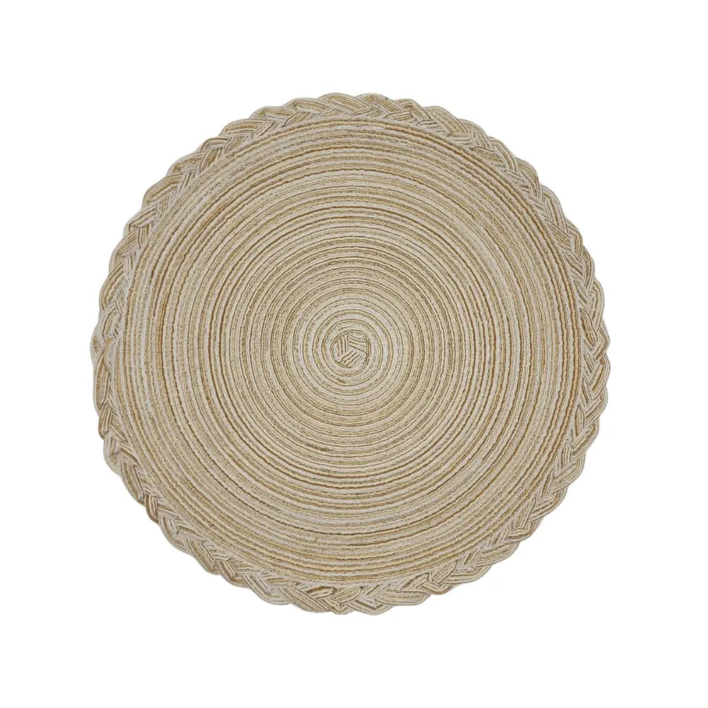 Set 6 Individuales Circulares Borde Trenzado Color Arena - Fliperex