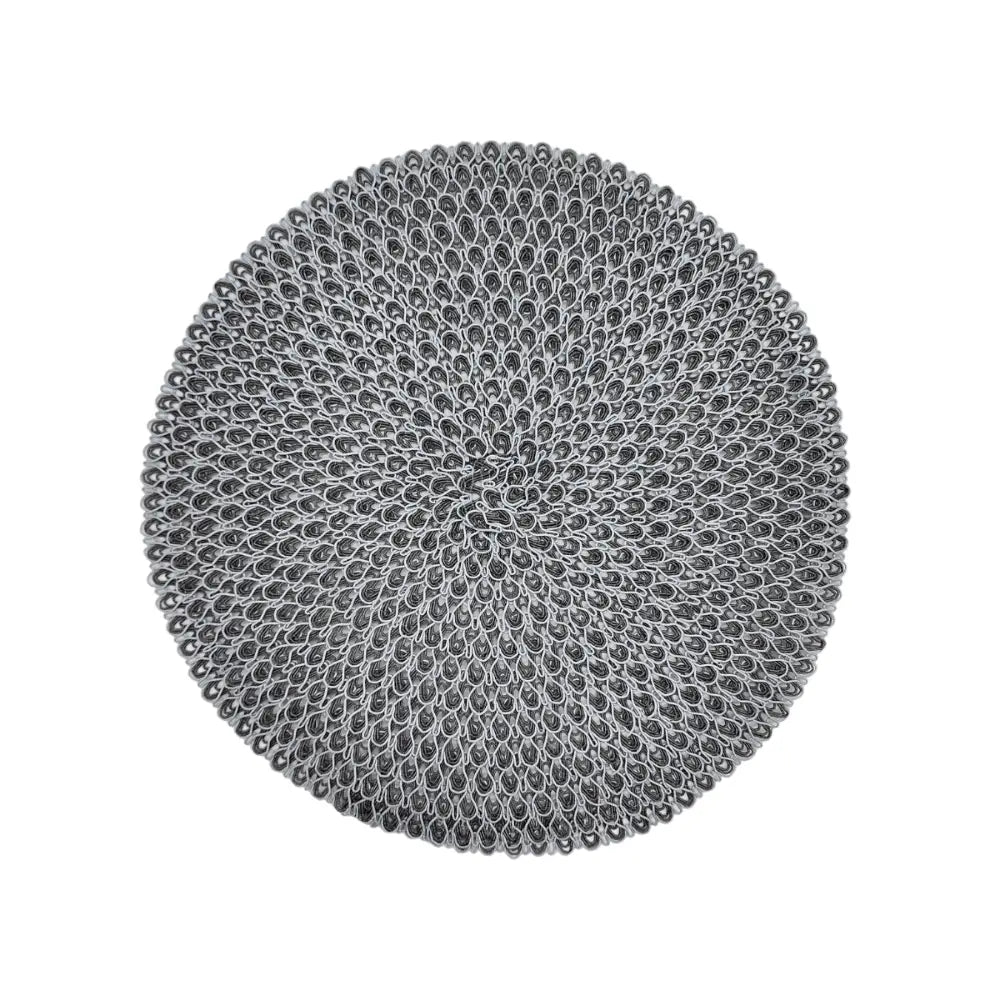 Set 6 Individuales Circulares Estilo Zigzag Diseño Gris - Fliperex