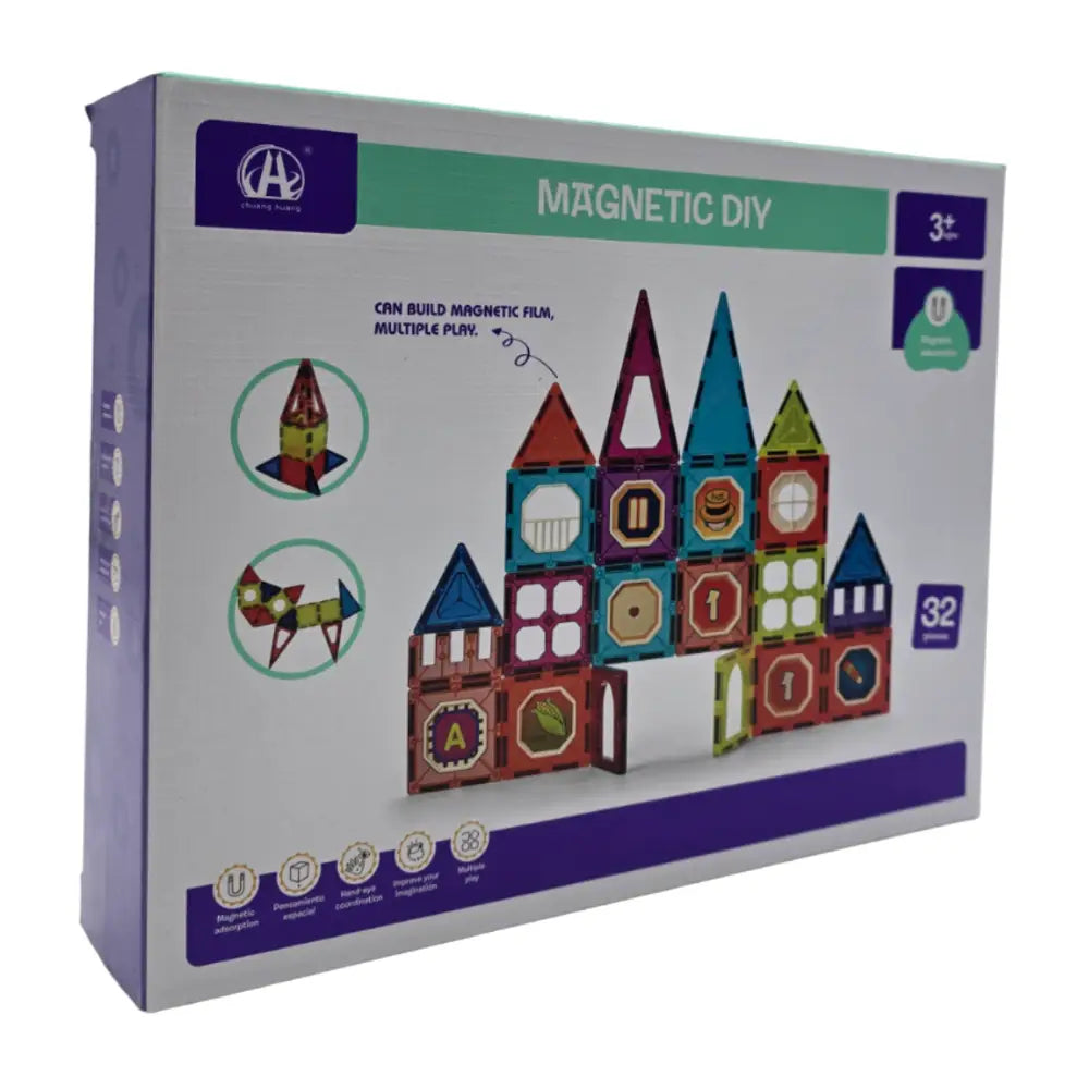 Set De Construccion Magnetico Piezas Magneticas 32 Piezas - Fliperex