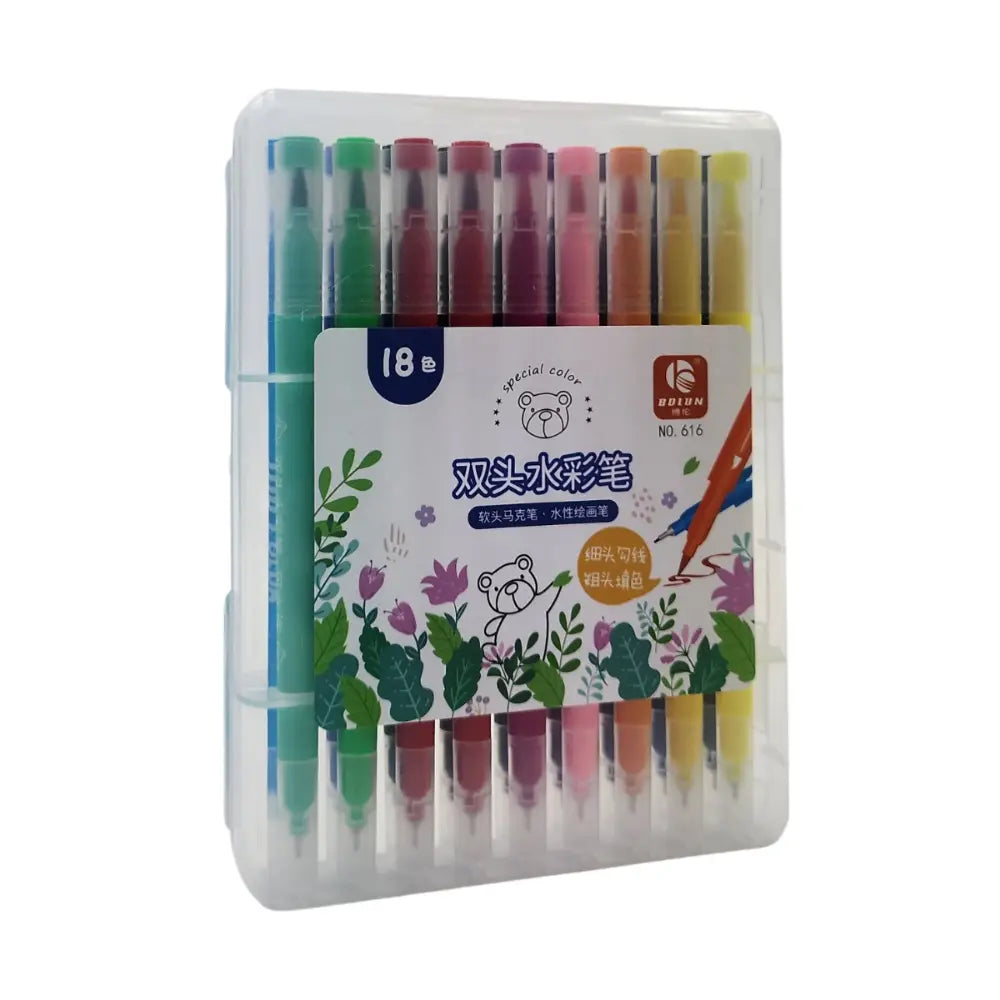 Set Marcadores 18 Lapices Punta Blanda y Punta Fina - Fliperex