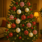 Set 12 Esferas Navideñas Decoradas Arbol Navidad Decoracion